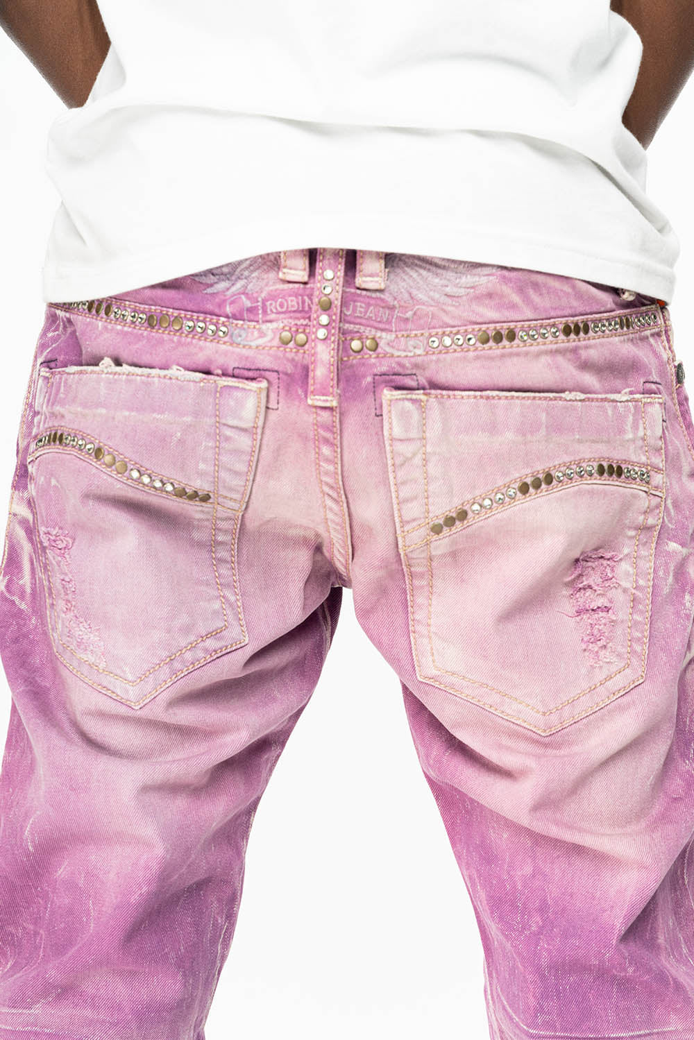 CLASSIC 5 POCKET SLIM LEG JEANS IN MONTECITO DESTROY WASH EMBELISHED WITH CRYSTALS AND STUDS