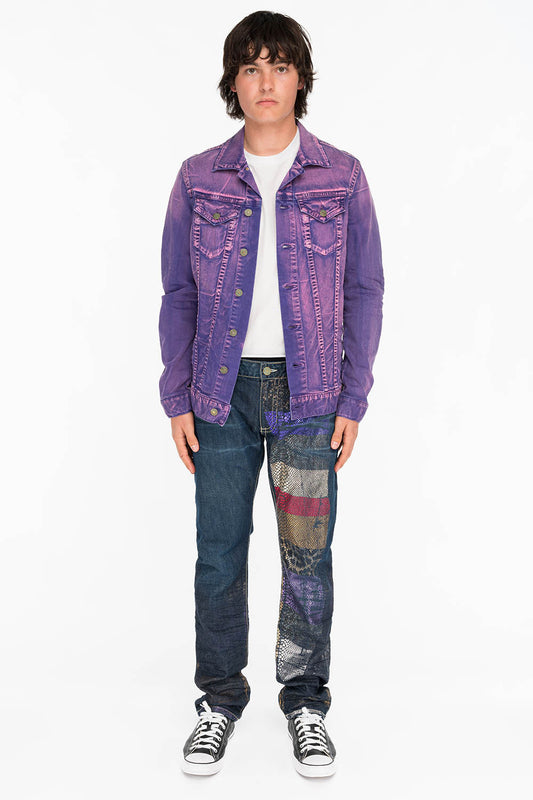 CLASSIC 5 POCKET SLIM JEANS IN DESIGNER SNAKE MULTI COLOR