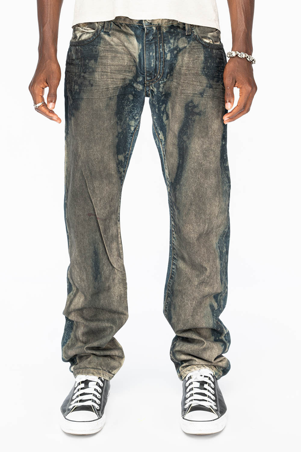 CLASSIC 5 POCKET STRAIGHT LEG IN BLUE GREY GRAFFITO WASH