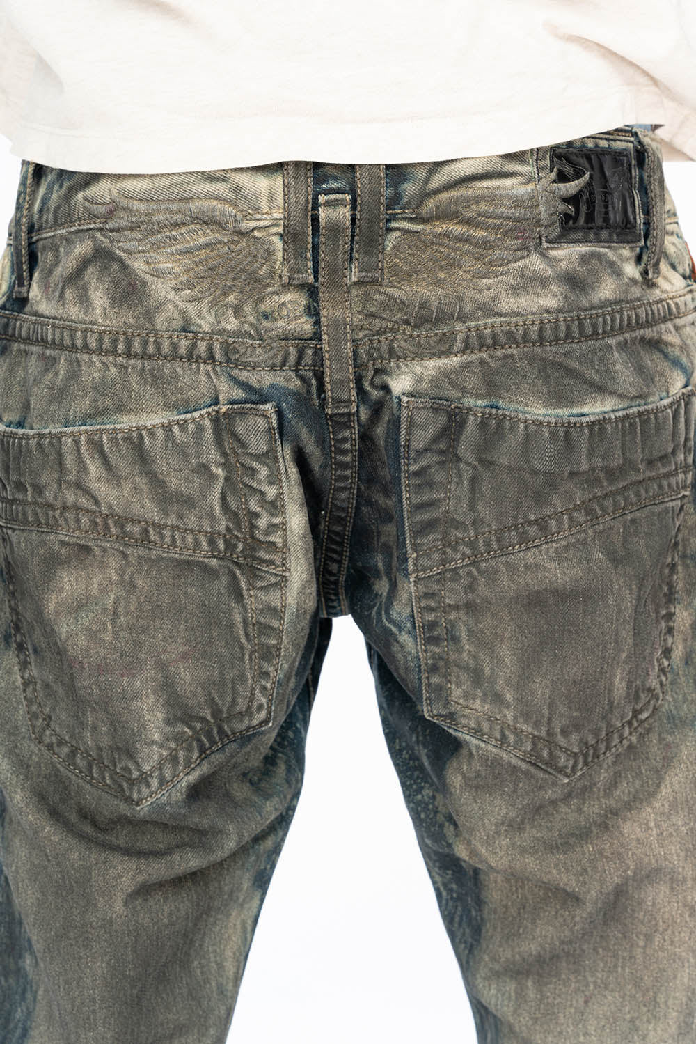 CLASSIC 5 POCKET STRAIGHT LEG IN BLUE GREY GRAFFITO WASH