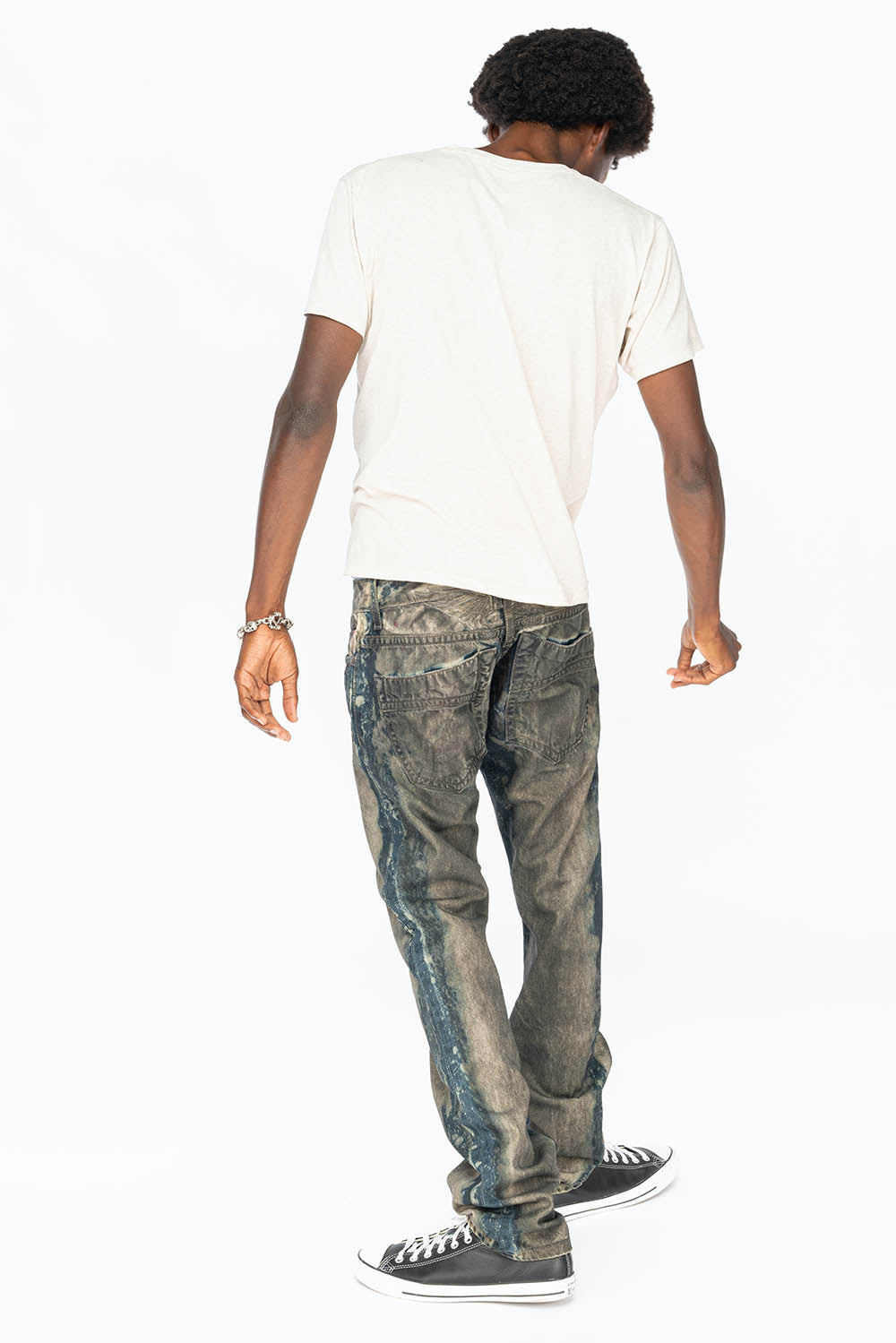 CLASSIC 5 POCKET STRAIGHT LEG IN BLUE GREY GRAFFITO WASH