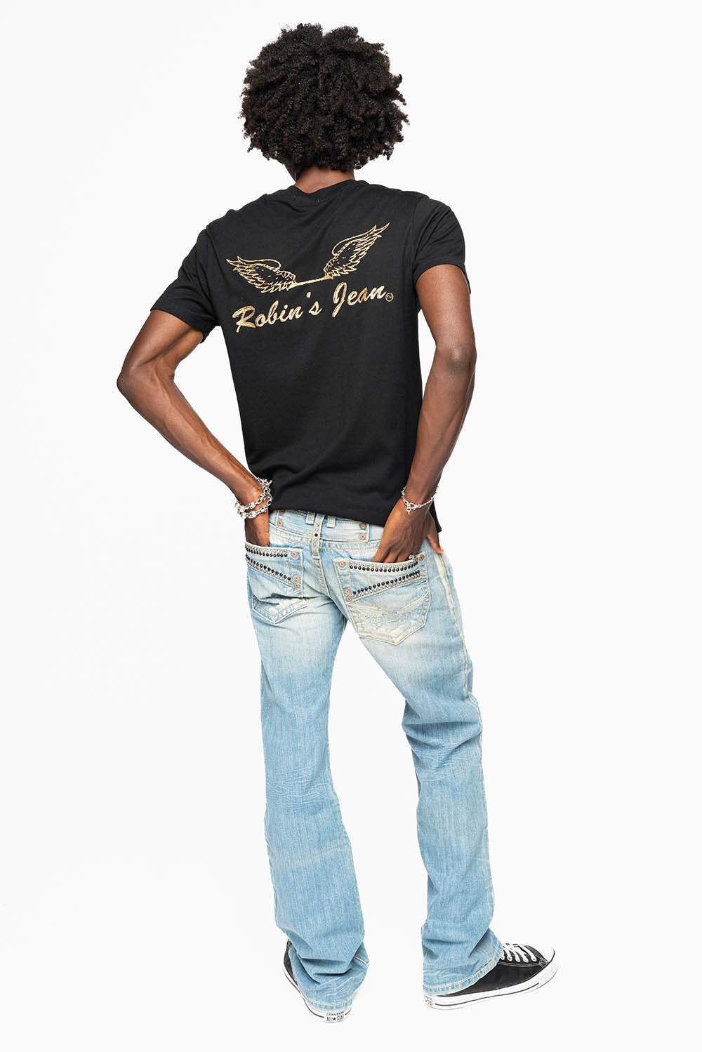 CLASSIC 5 POCKET STRAIGHT LEG JEAN IN LIGHT WASH WITH CRYSTALS