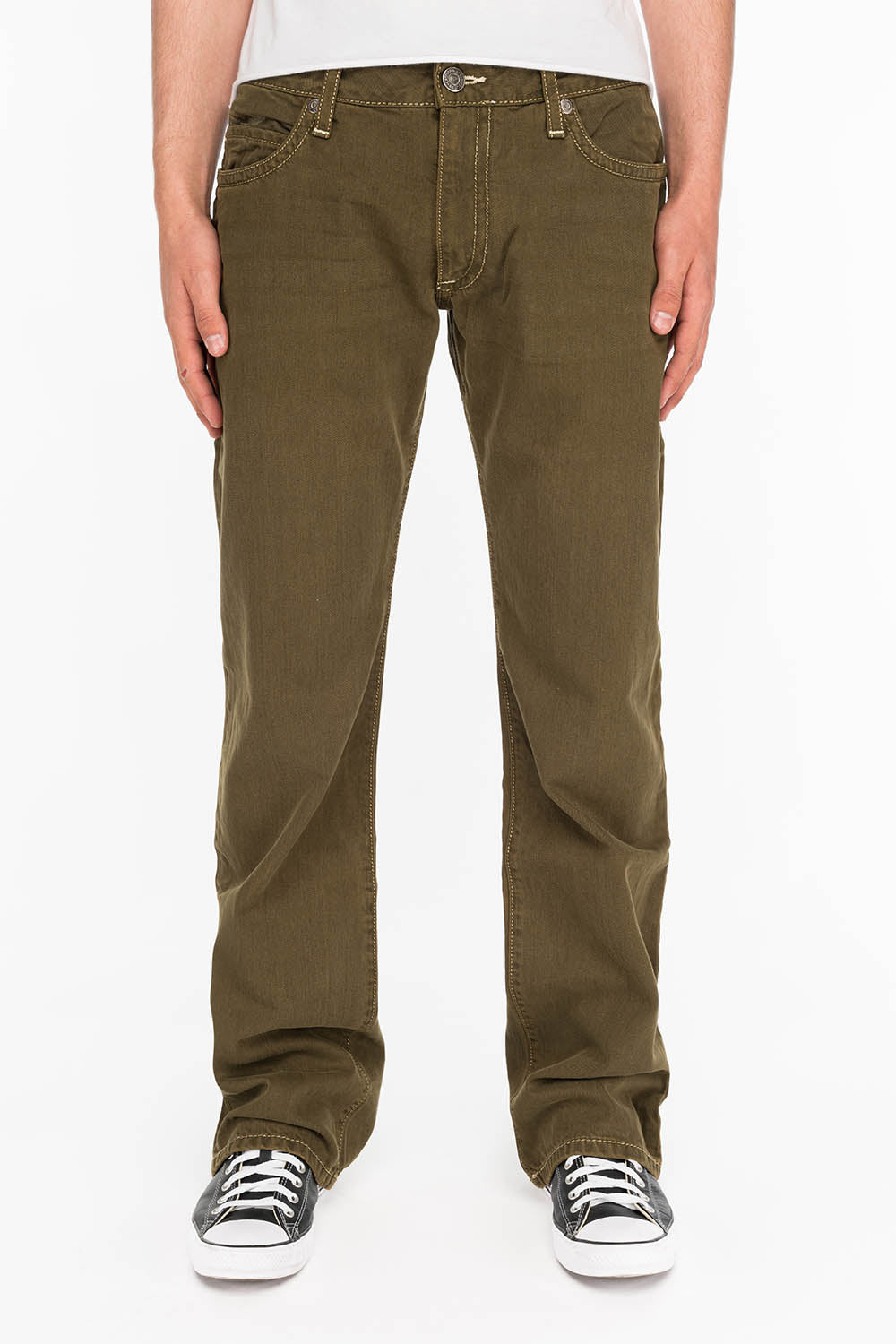 CLASSIC 5 POCKET STRAIGHT LEG IN DARK GREEN WASH