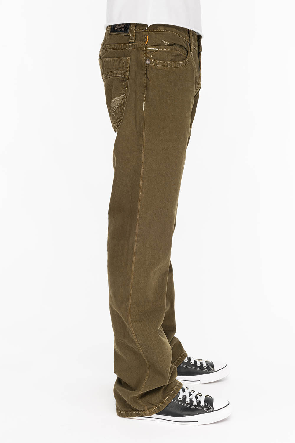 CLASSIC 5 POCKET STRAIGHT LEG IN DARK GREEN WASH