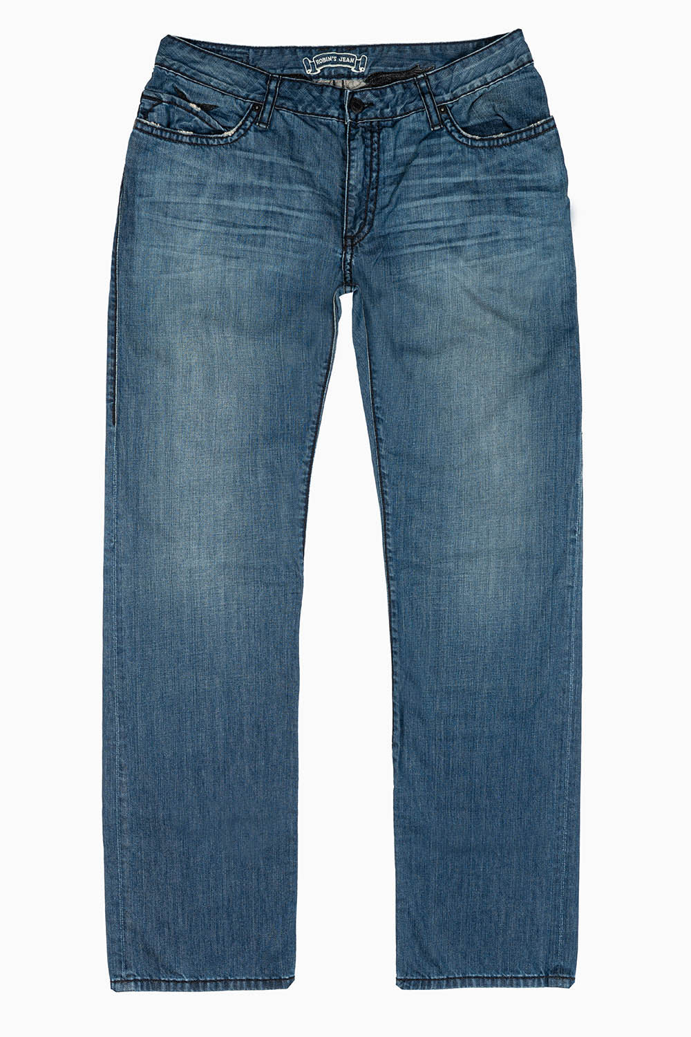 MENS CLASSIC 5 POCKET STRAIGHT LEG JEANS IN 3D MEDIUM WASH WITH XLARGE CRYSTALS