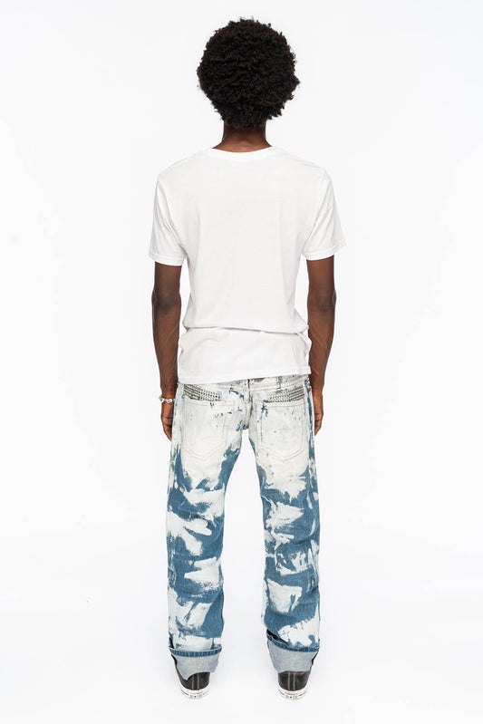 MENS STRAIGHT CUT JEANS WITH CRYSTALS IN WYOMING WHITE