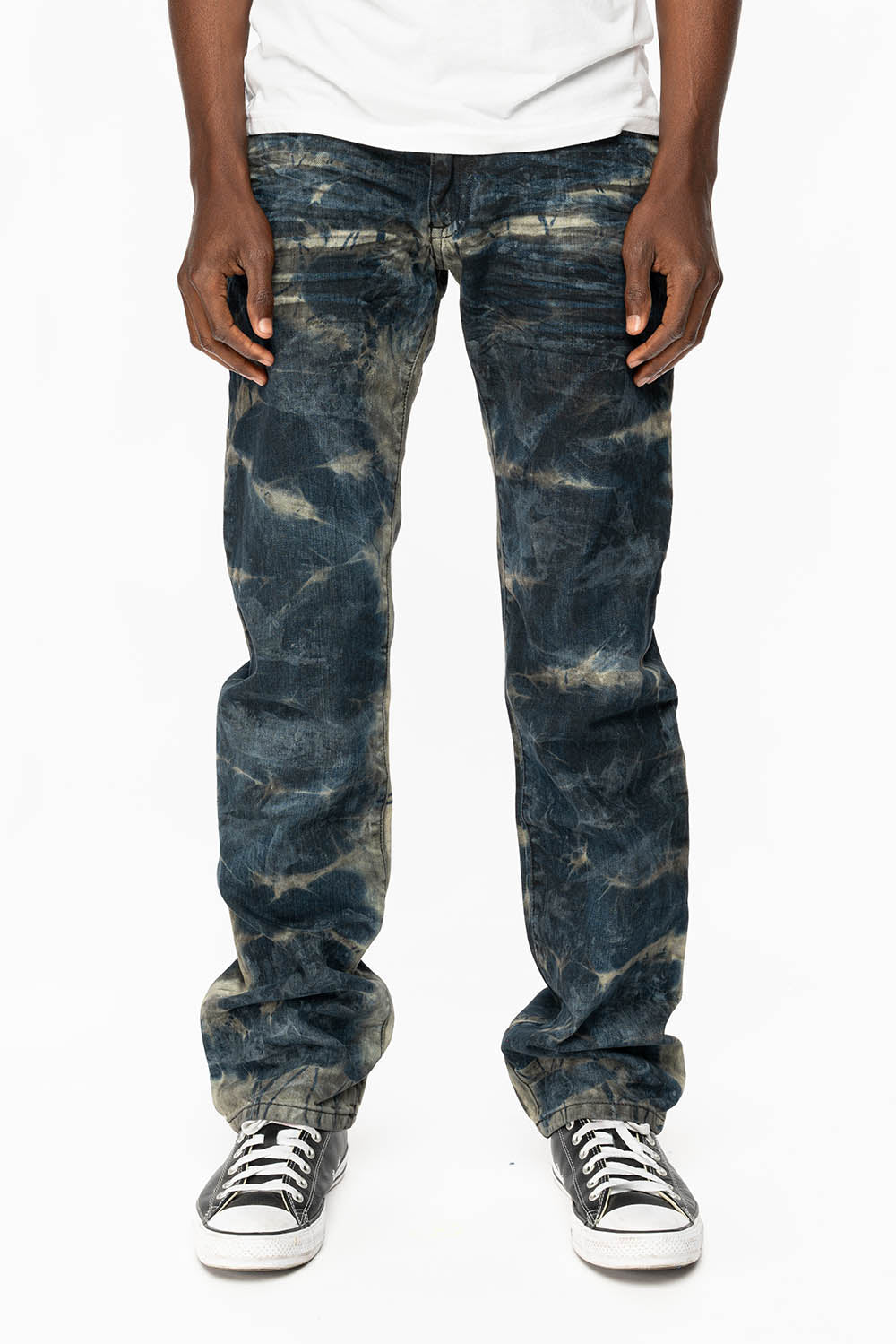 KILLER FLAP STRAIGHT LEG JEANS WITH   FULL CRYSTALS  IN SATURN  SPECIALTY WASH