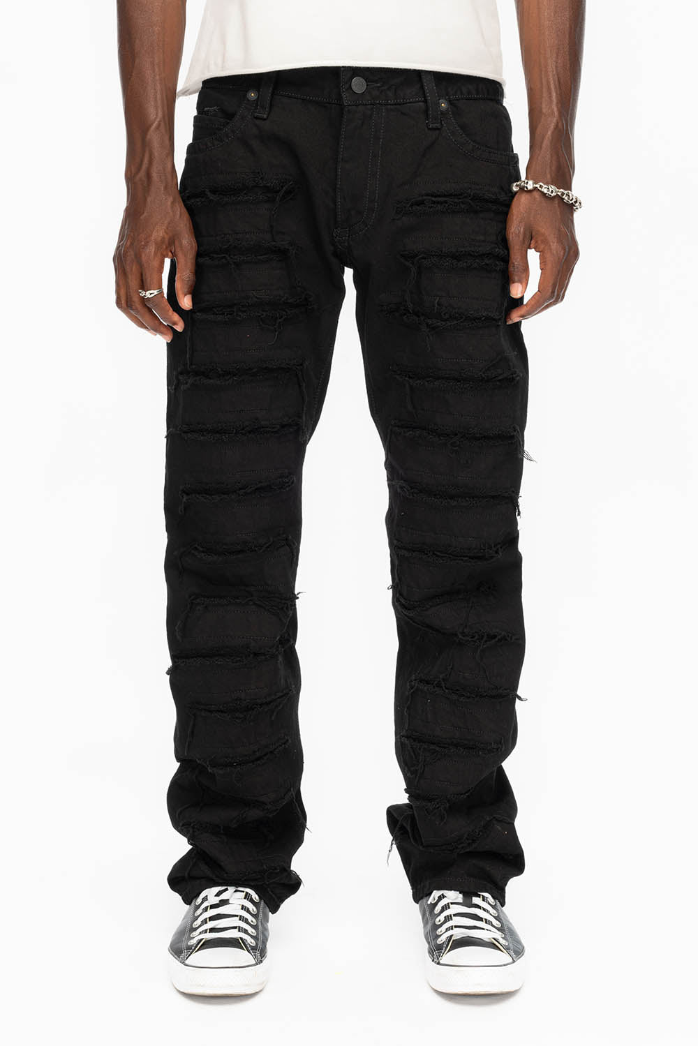 ROBIN'S VINTAGE EDITION JEANS IN DESTROY PURE BLACK