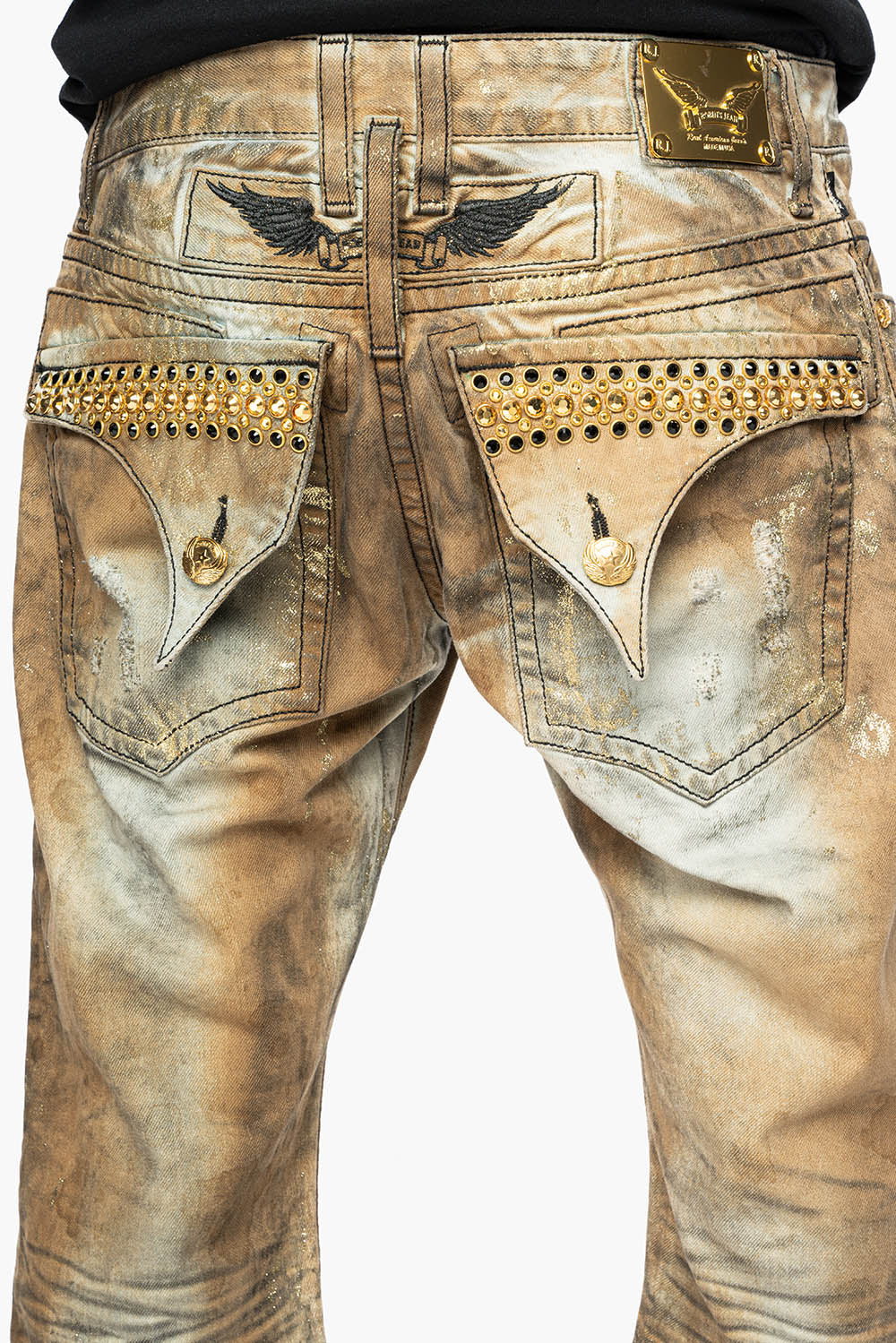 MENS SHORT WITH FLAP POCKETS IN TREVOR BROKEN REPAIRED WASH WITH CRYSTALS