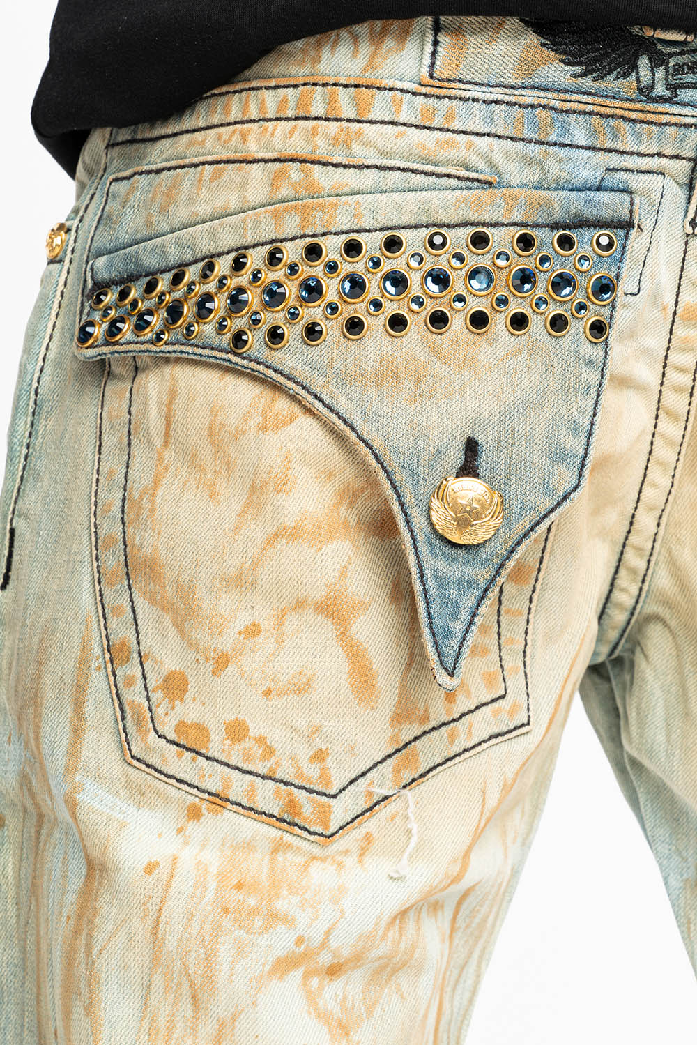 MENS SHORT WITH FLAP POCKETS IN TRAVELER BROKEN REPAIRED WASH WITH CRYSTALS