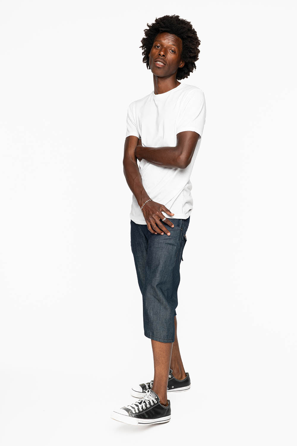 MENS RAW DENIM SHORTS WITH FLAP FULLY EMBELLISHED WITH CRYSTALS