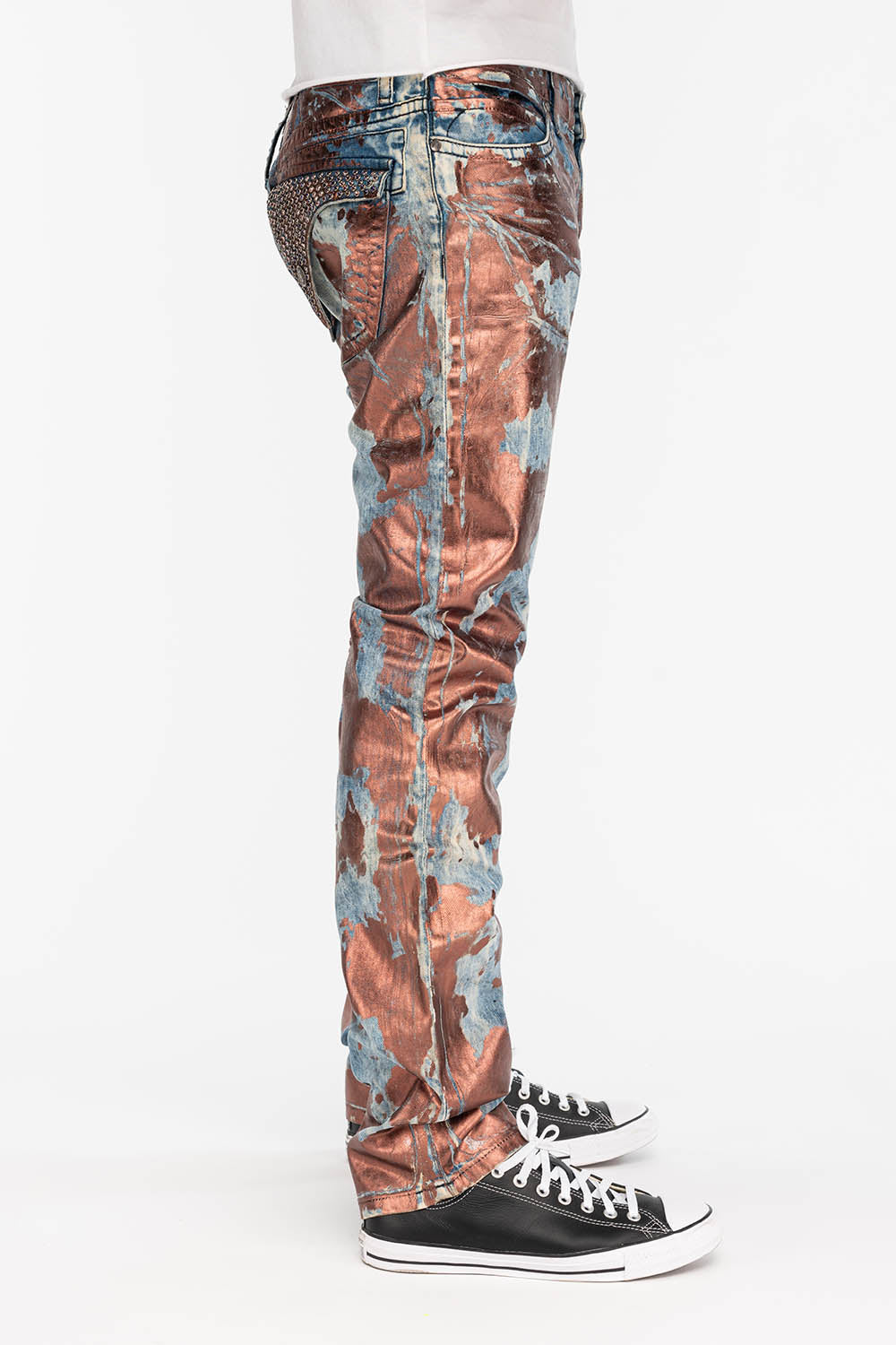 Jean Thread Copper MENS LONG FLAP SLIM JEANS IN GOOD TIME COPPER WITH CRYSTALS – Robin's Jean
