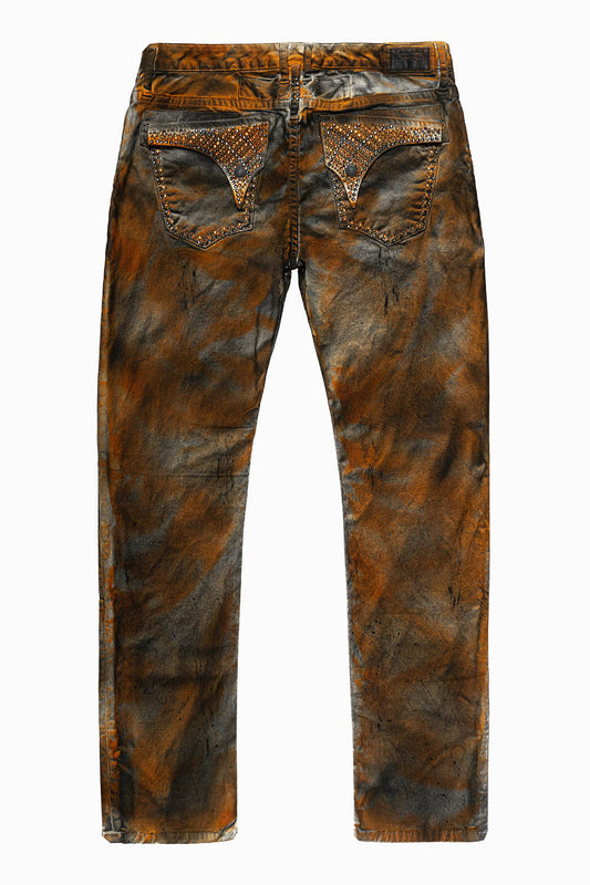 LONG FLAP SLIM FIT MENS JEANS  IN VENUS WASH WITH FULL FLAP CRYSTALS