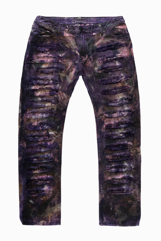 ROBIN'S NEW VINTAGE EDITION RIPPED JEANS WITH  CRYSTALS IN PAOLO PURPLE WASH