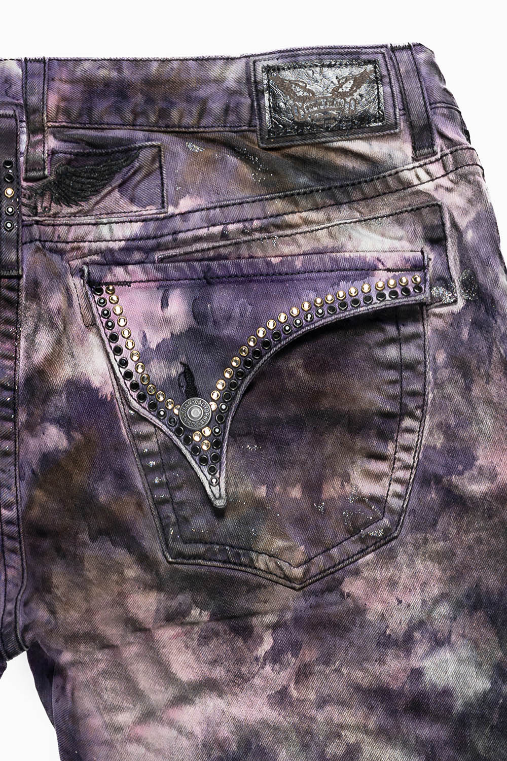 ROBIN'S NEW VINTAGE EDITION RIPPED JEANS WITH  CRYSTALS IN PAOLO PURPLE WASH
