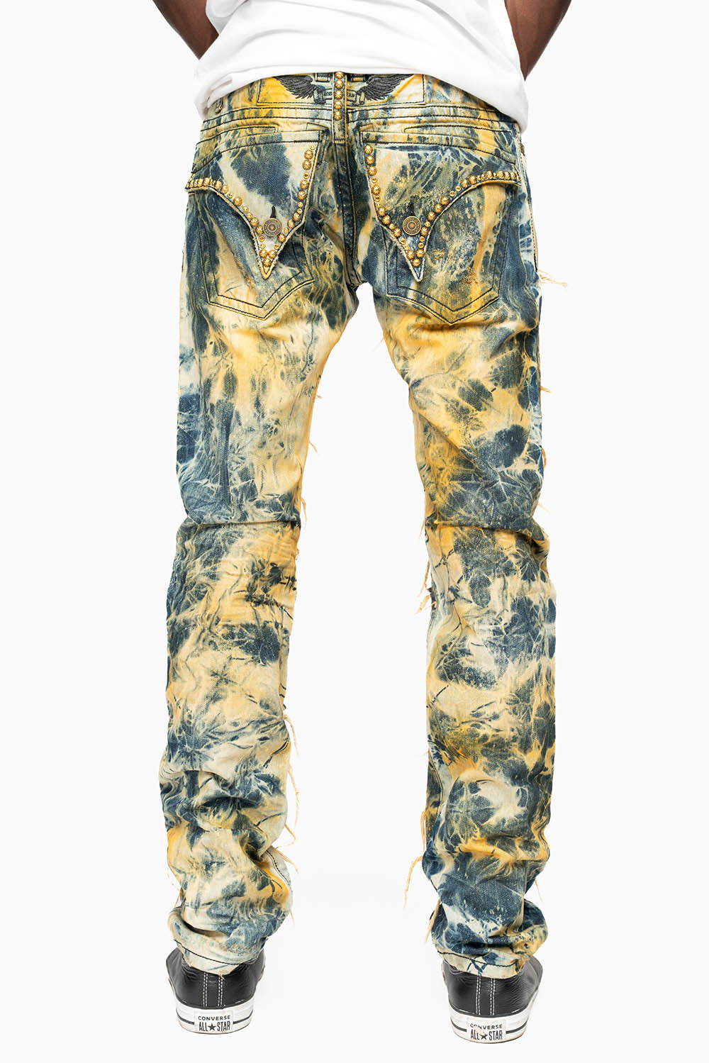 ROBIN'S NEW VINTAGE EDITION RIPPED JEANS WITH  CRYSTALS AND STUDS  IN SYDNEY WASH