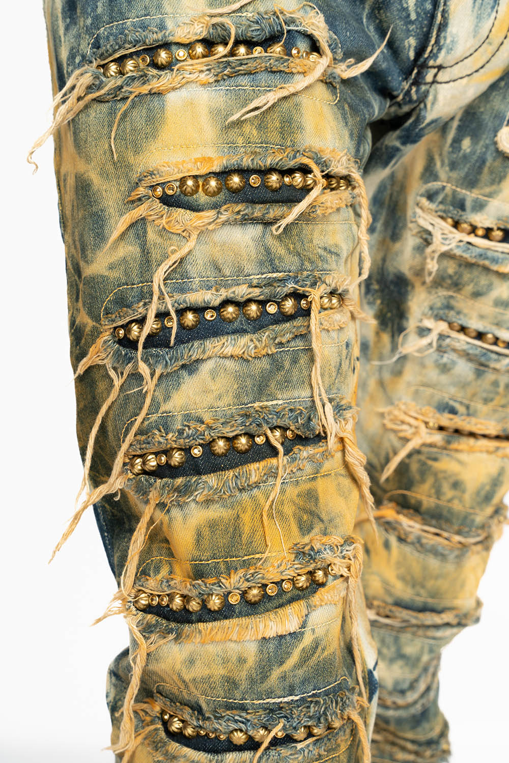 ROBIN'S NEW VINTAGE EDITION RIPPED JEANS WITH  CRYSTALS AND STUDS  IN SYDNEY WASH