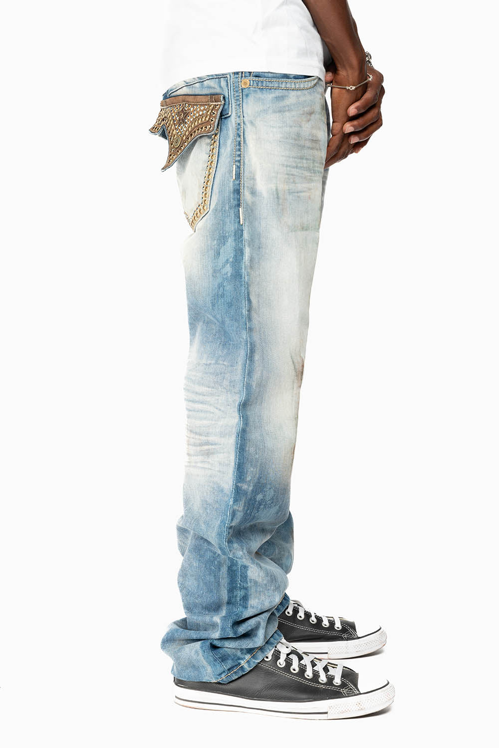 ROBIN'S LIMITED EDITION JEANS IN AQUARAMA WASH WITH STUDS AND CRYSTALS