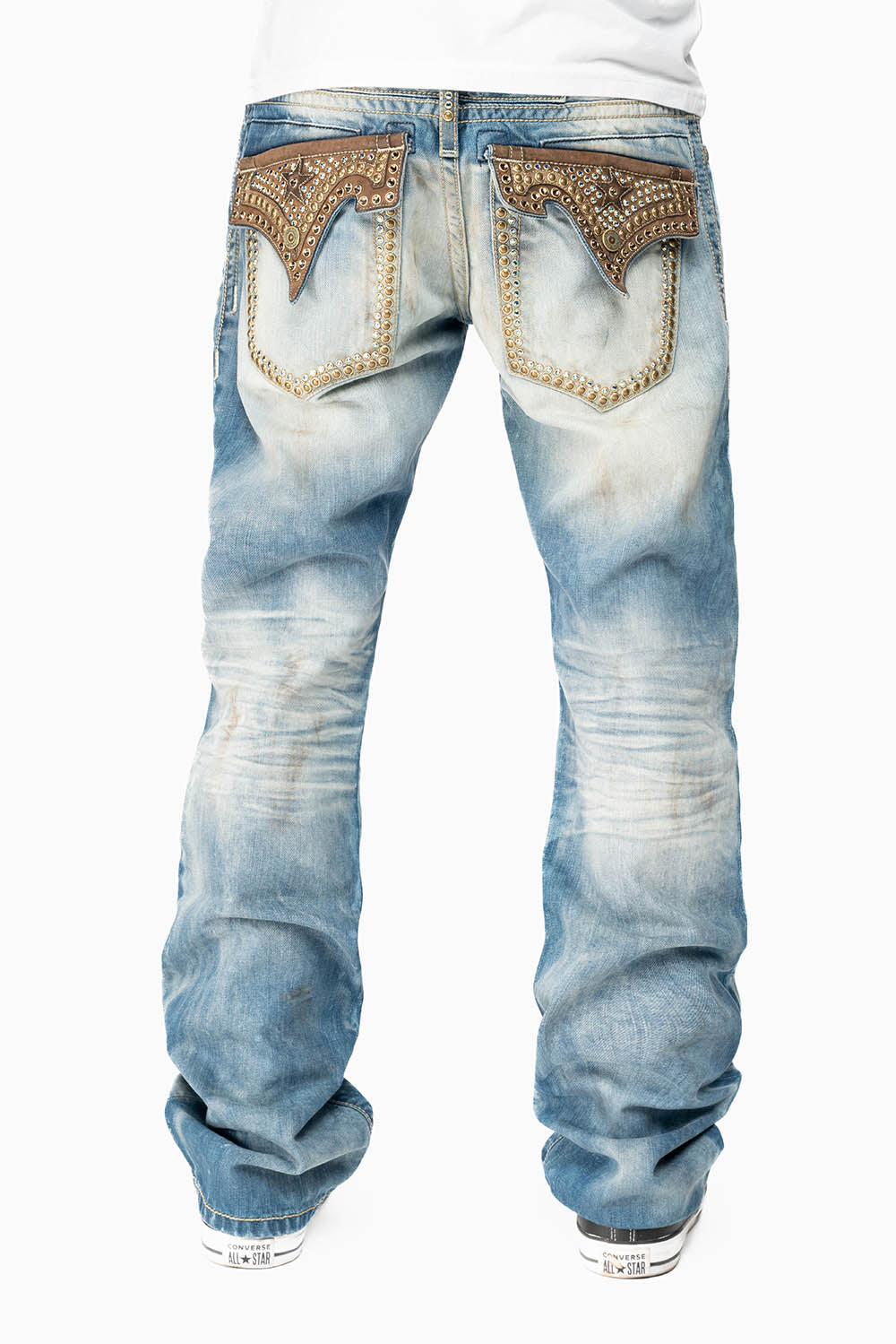 ROBIN'S LIMITED EDITION JEANS IN AQUARAMA WASH WITH STUDS AND CRYSTALS