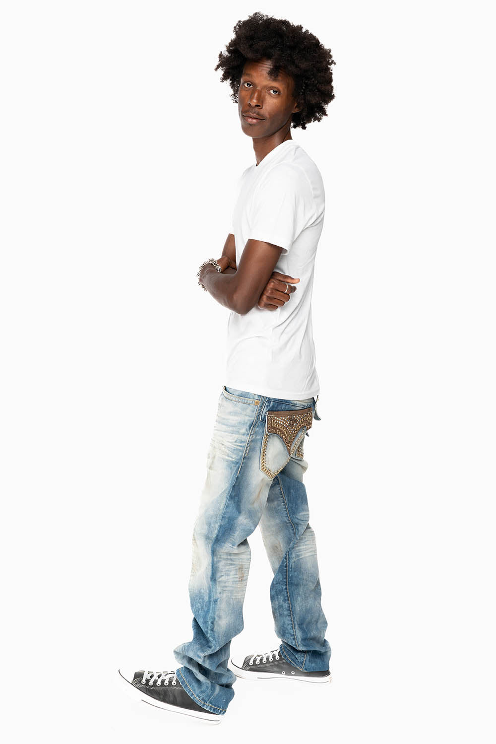 ROBIN'S LIMITED EDITION JEANS IN AQUARAMA WASH WITH STUDS AND CRYSTALS