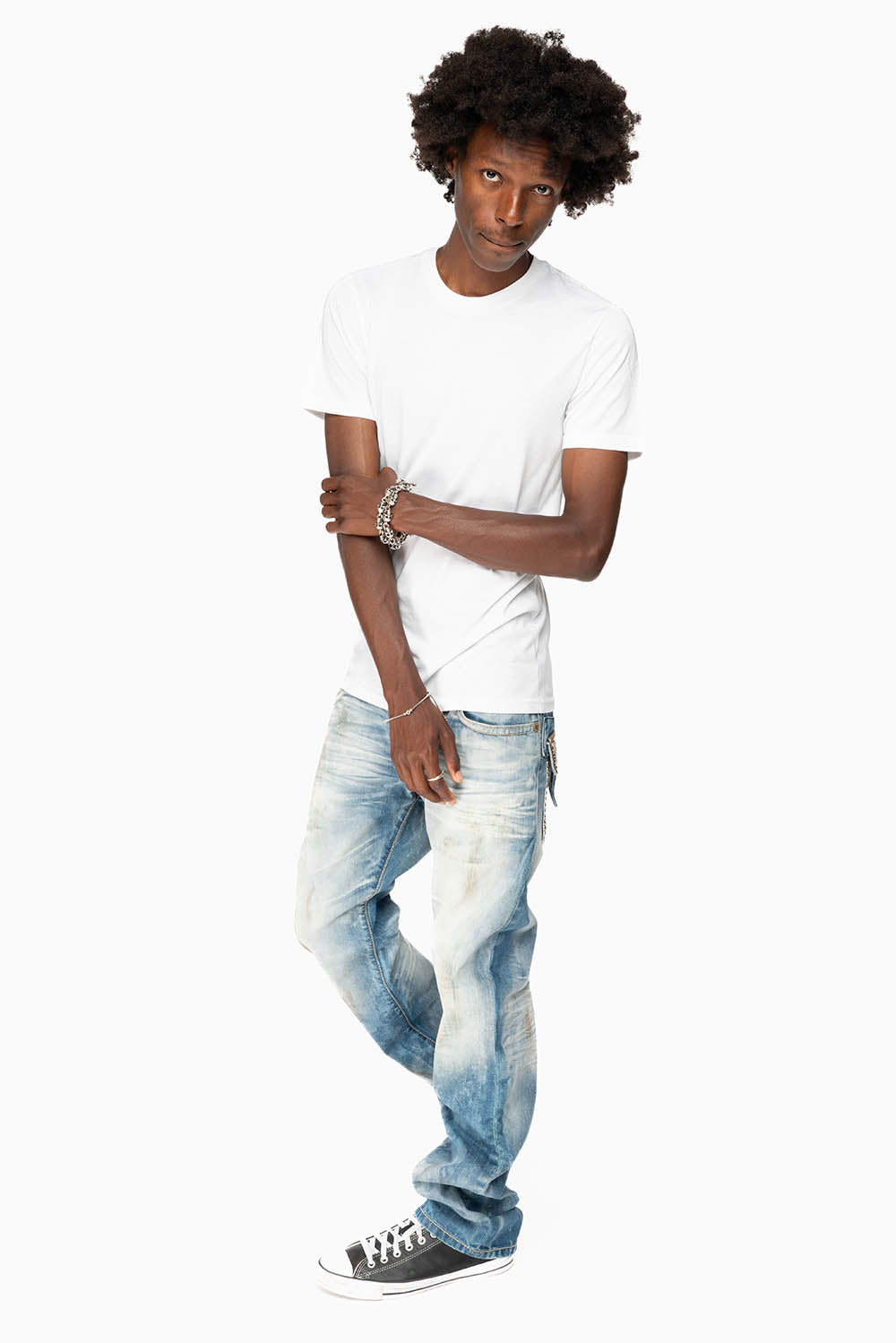 ROBIN'S LIMITED EDITION JEANS IN AQUARAMA WASH WITH STUDS AND CRYSTALS