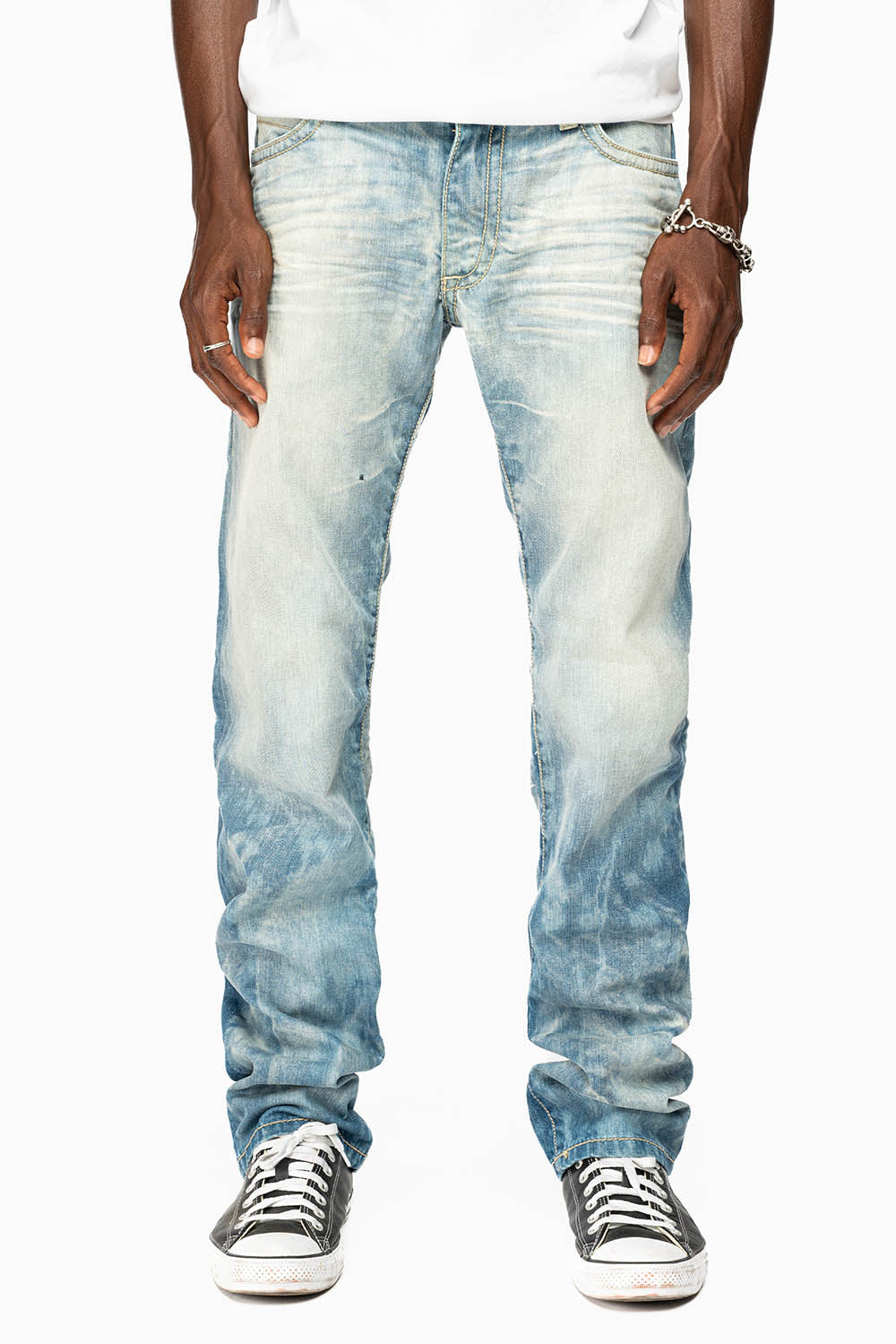CLASSIC 5 POCKET STRAIGHT LEG JEANS LIMITED EDITION IN AQUARAMA WASH WITH PATCH