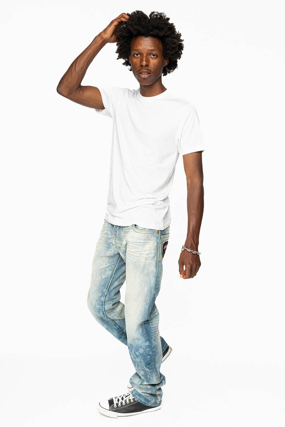 CLASSIC 5 POCKET STRAIGHT LEG JEANS LIMITED EDITION IN AQUARAMA WASH WITH PATCH