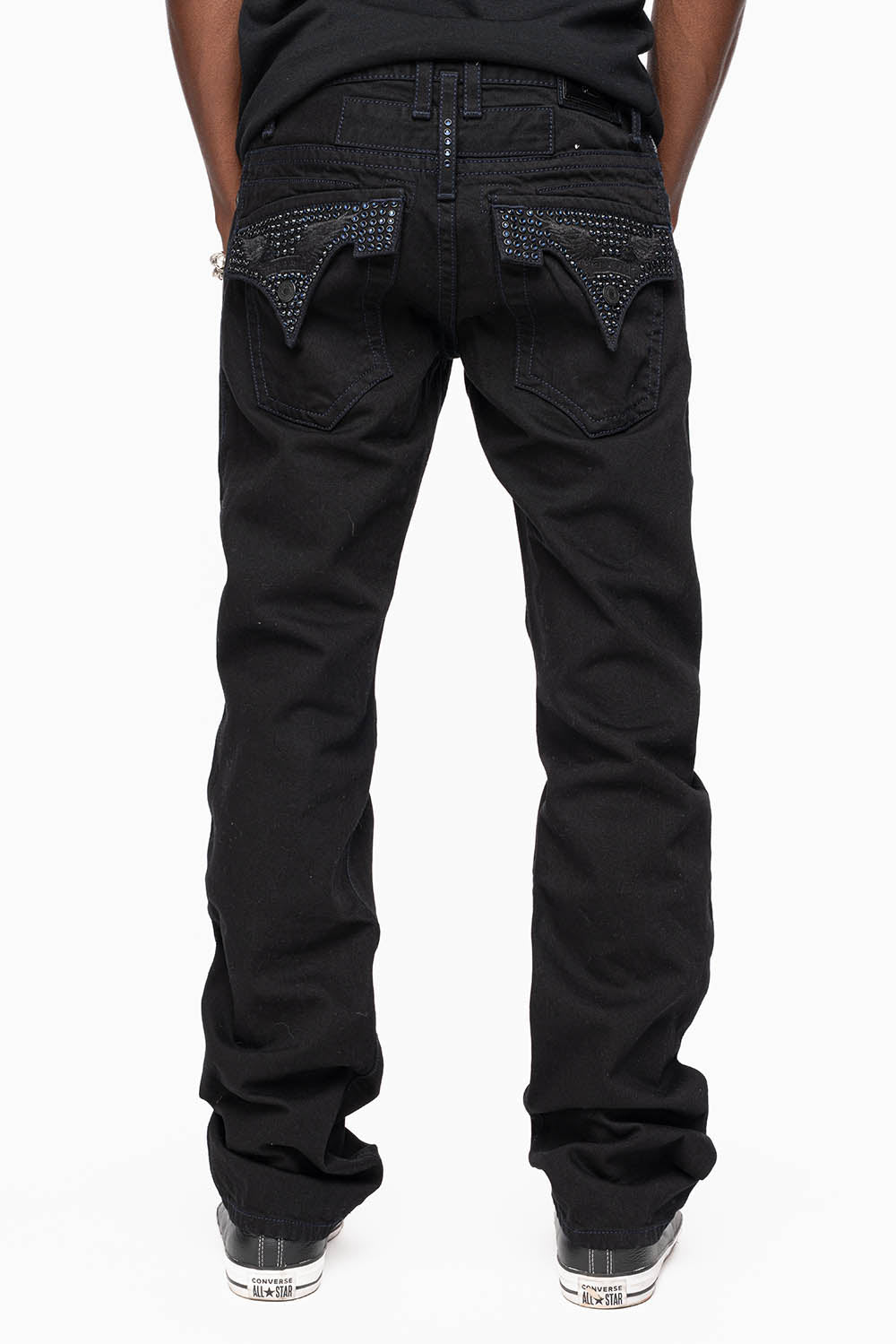 ROBIN'S JEANS IN BLACK WASH WITH BLUE MONTANA CRYSTALS