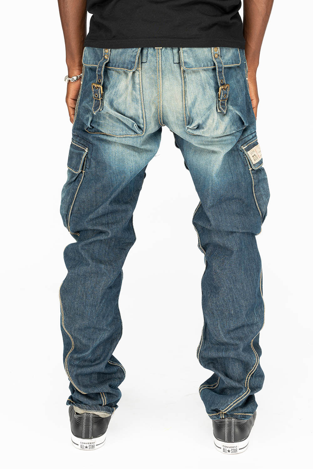 MENS PREDATOR CARGO JEAN PANTS IN  BLUE G DARK BROKEN