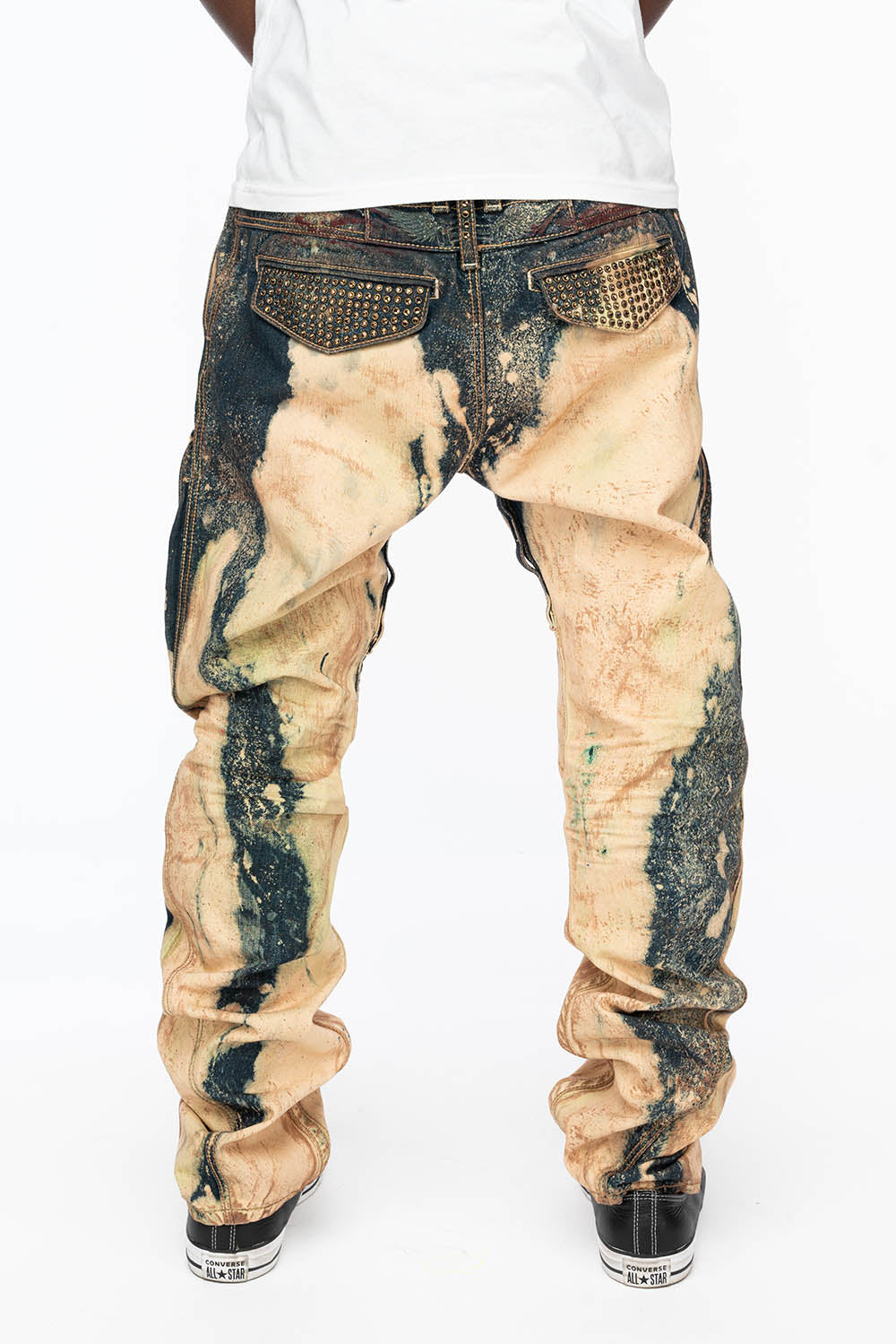 MENS TECHNIQUE CARGO PANTS IN GRAFFITI WASH WITH CRYSTALS