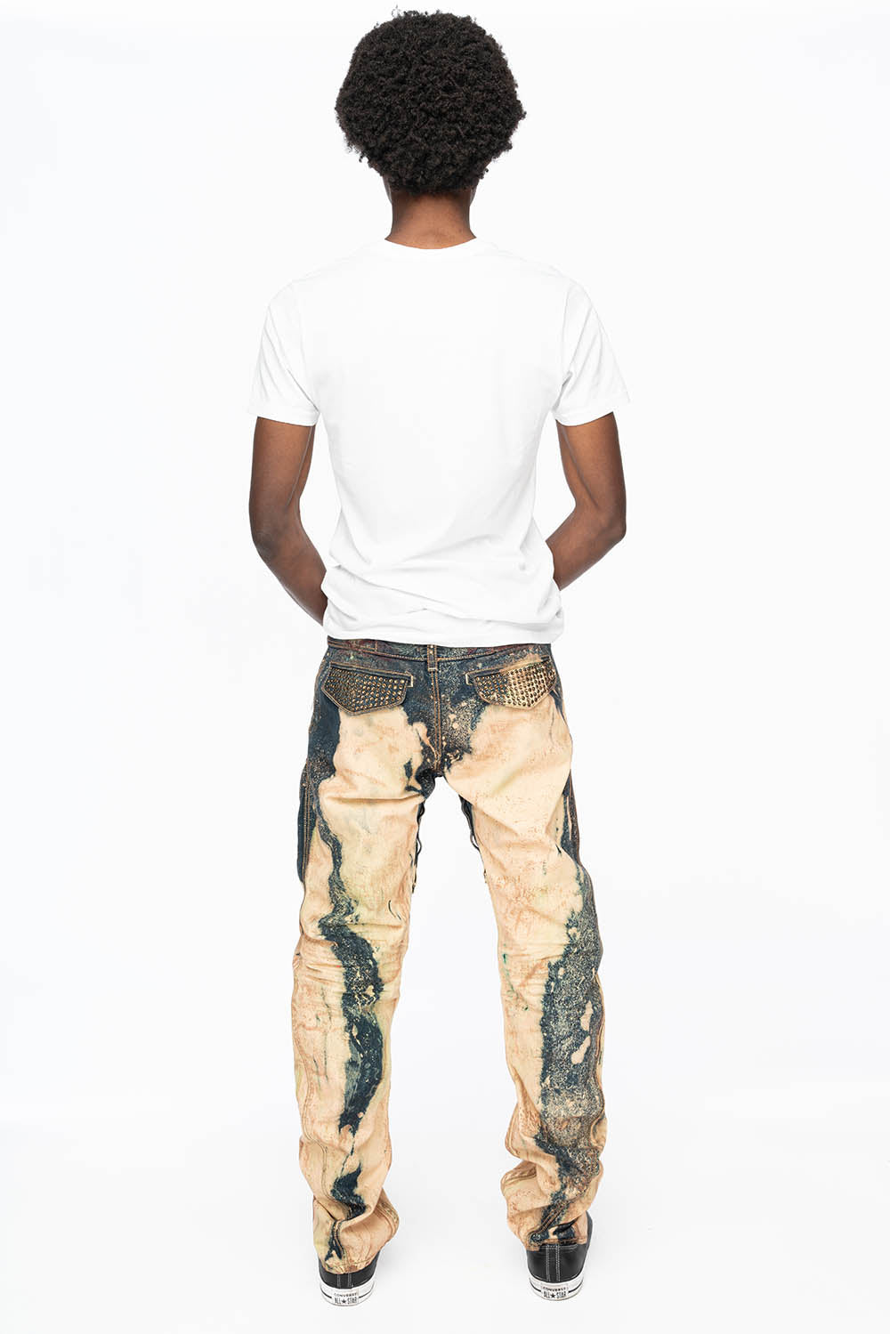 MENS TECHNIQUE CARGO PANTS IN GRAFFITI WASH WITH CRYSTALS