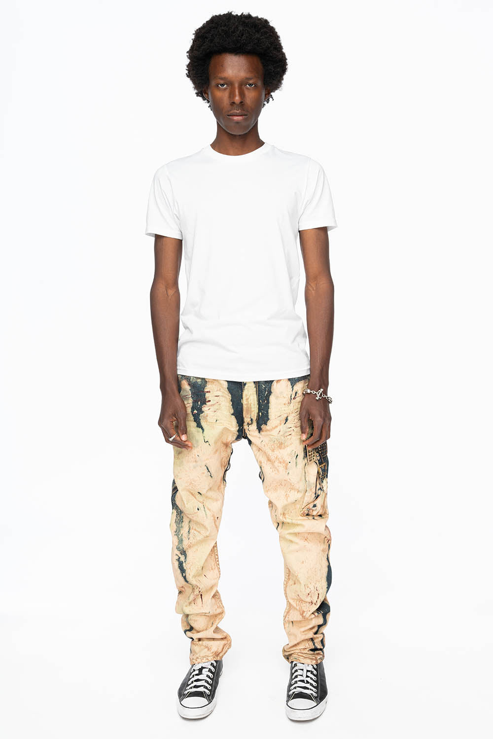 MENS TECHNIQUE CARGO PANTS IN GRAFFITI WASH WITH CRYSTALS