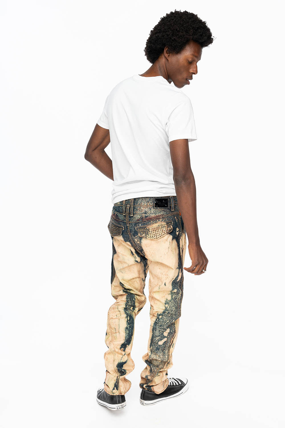 MENS TECHNIQUE CARGO PANTS IN GRAFFITI WASH WITH CRYSTALS