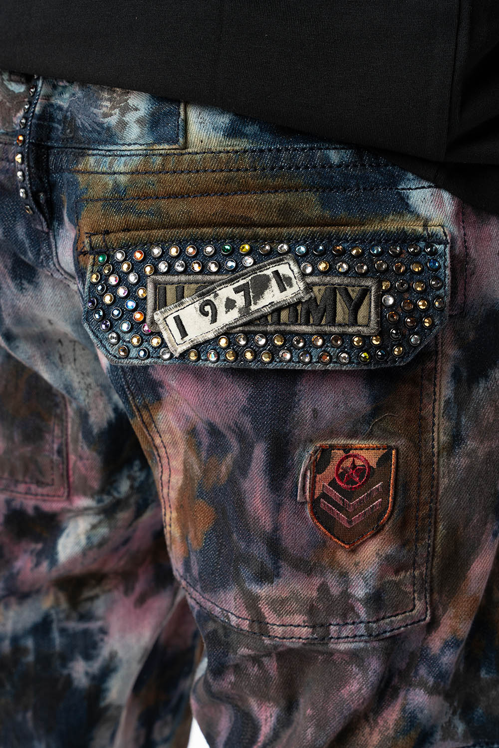 ARCHIVE LIMITED EDITION MENS MILITARY JEAN WITH PATCHES AND CRYSTALS