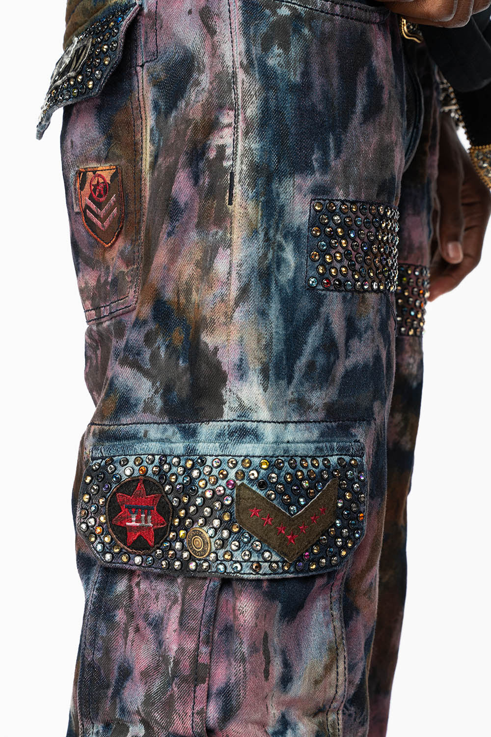 ARCHIVE LIMITED EDITION MENS MILITARY JEAN WITH PATCHES AND CRYSTALS