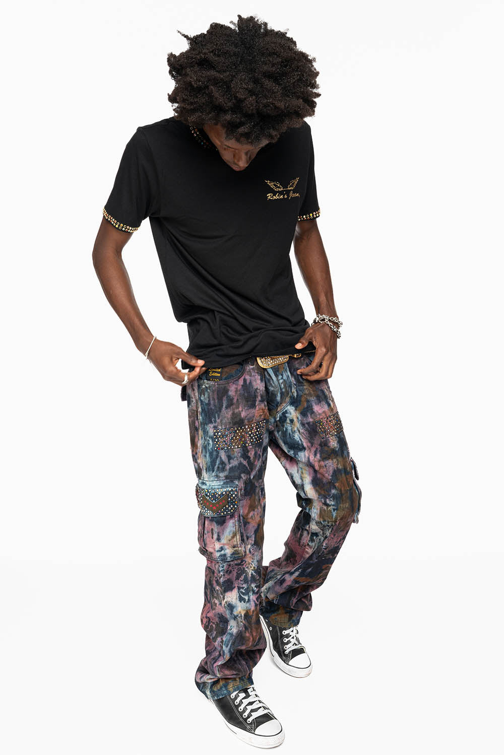 ARCHIVE LIMITED EDITION MENS MILITARY JEAN WITH PATCHES AND CRYSTALS