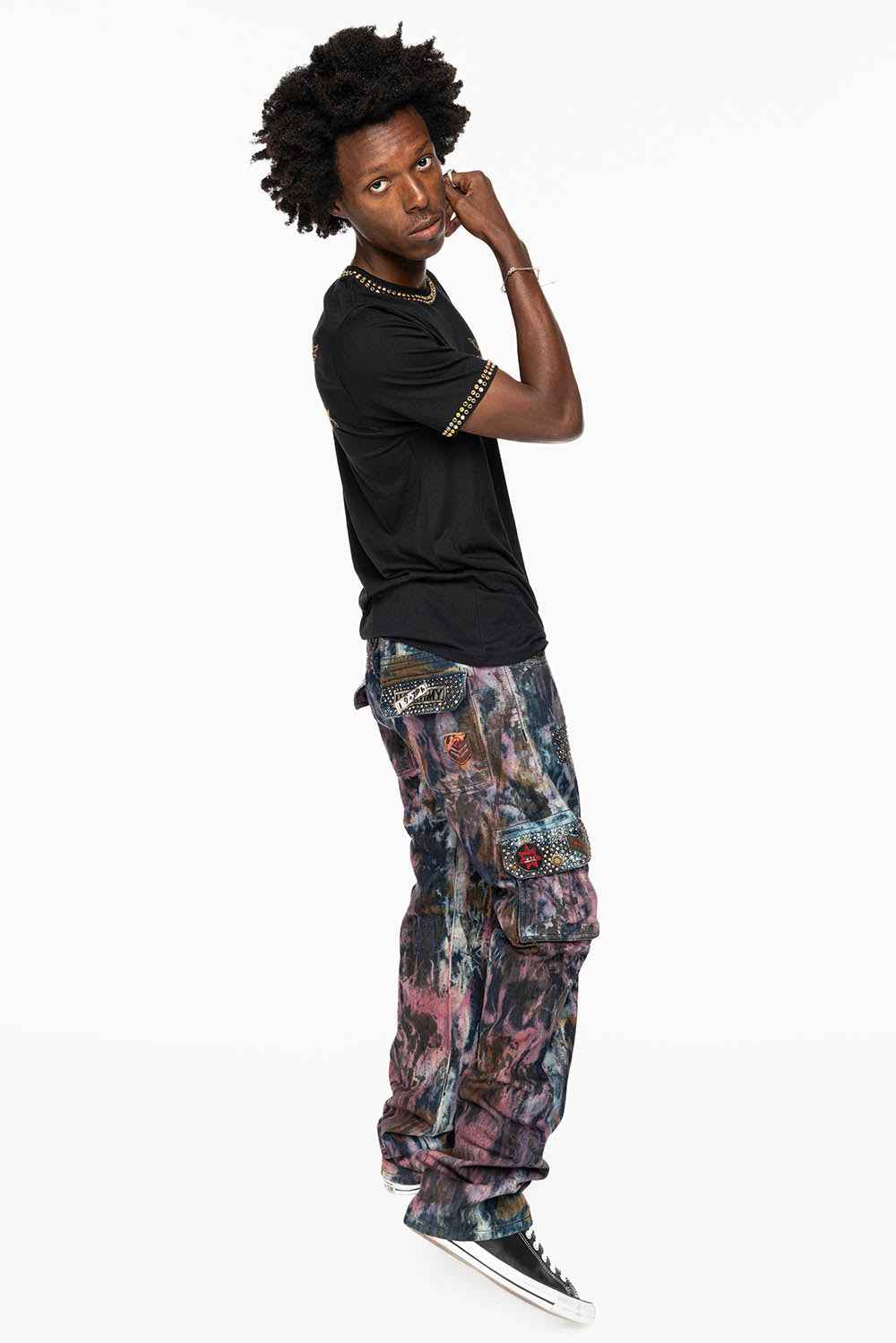 ARCHIVE LIMITED EDITION MENS MILITARY JEAN WITH PATCHES AND CRYSTALS