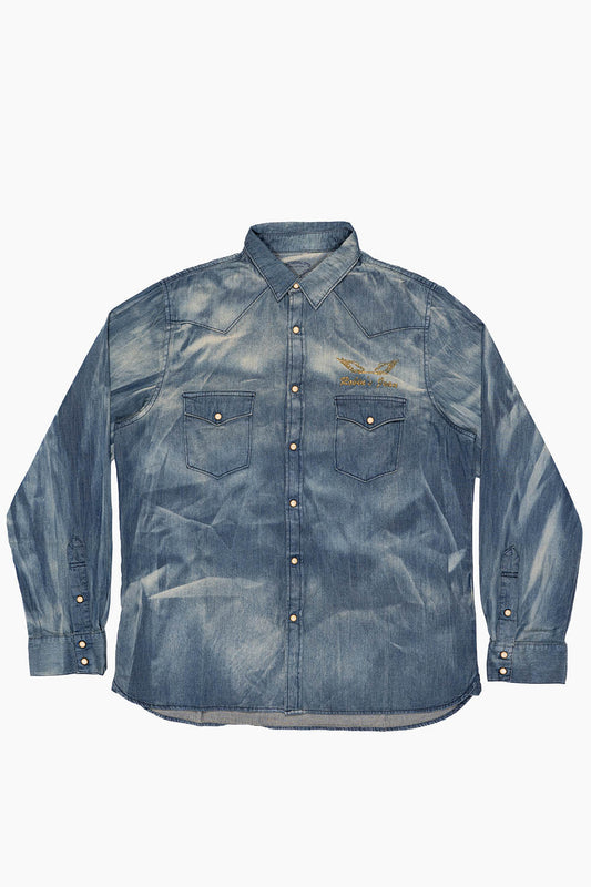 WESTERN  AMERICAN STYLE MENS  DENIM SHIRT IN BOSTON WASH