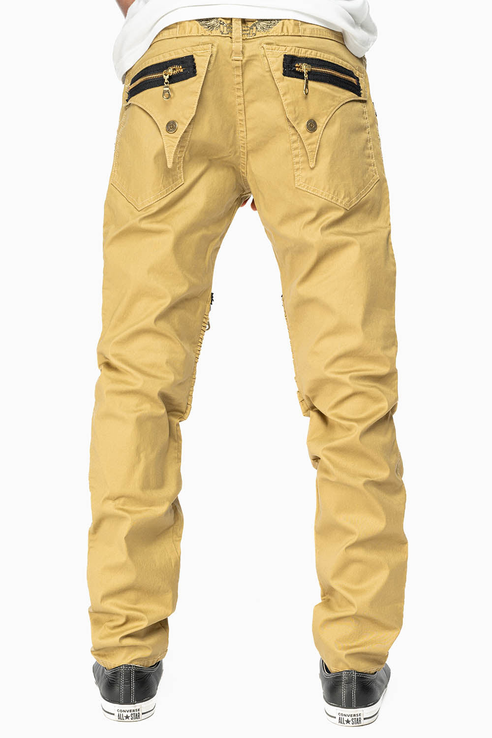 LONG FLAP BIKER IN GOLD DY FABRIC