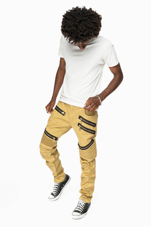 LONG FLAP BIKER IN GOLD DY FABRIC