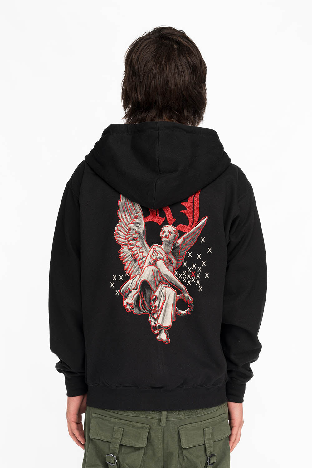 NEON ANGEL MENS PULLOVER HOODIE IN BLACK