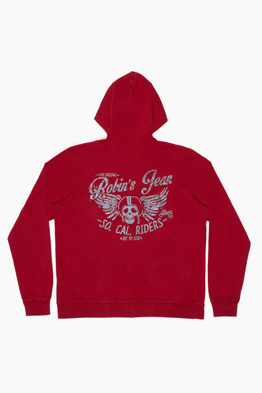 MENS RIDER PULLOVER HOODIE IN RED