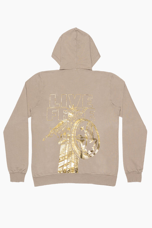 MENS LIVE FREE PULLOVER HOODIE IN KHAKI