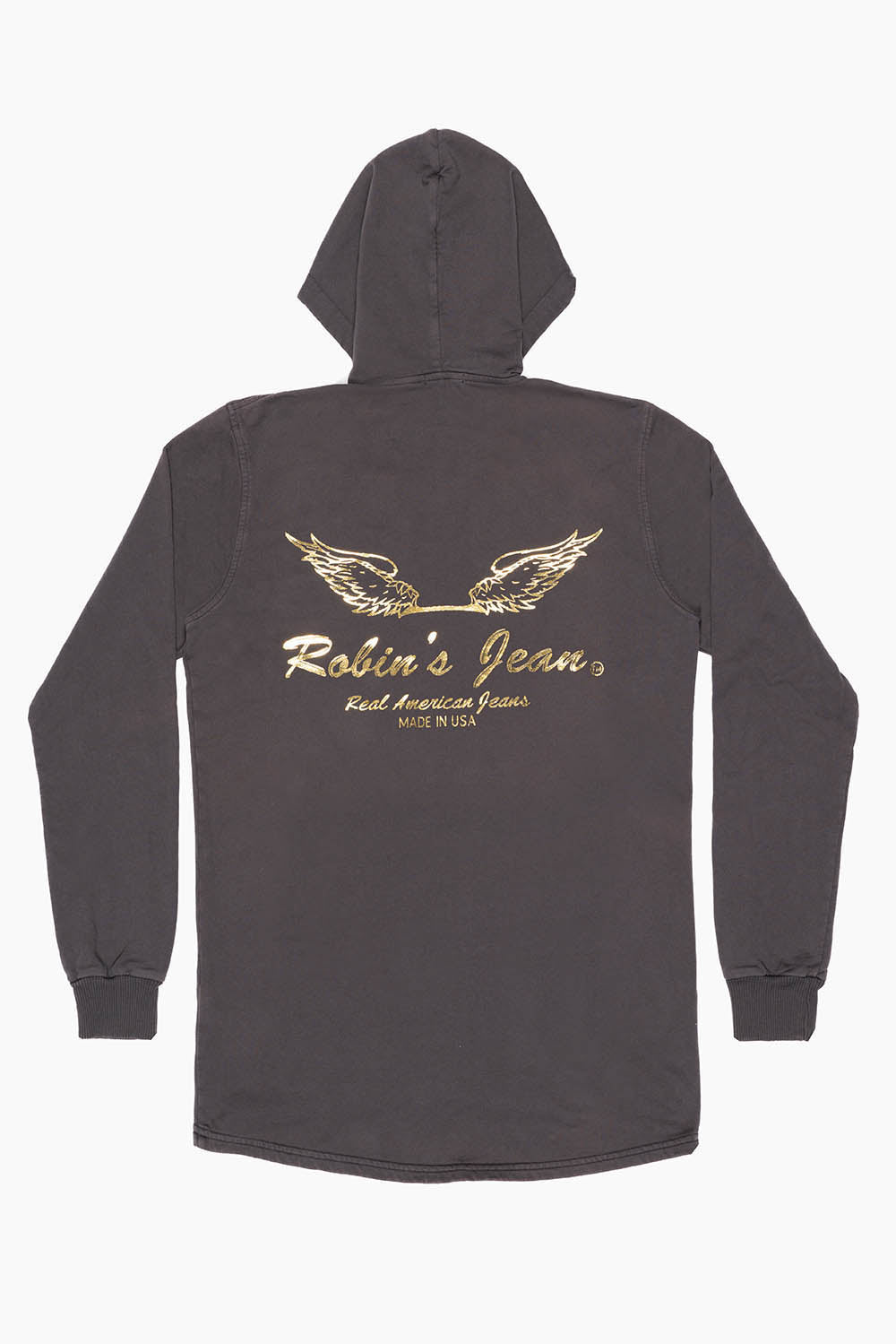 MENS LONG LENGTH PULLOVER HOODIE IN CHARCOAL