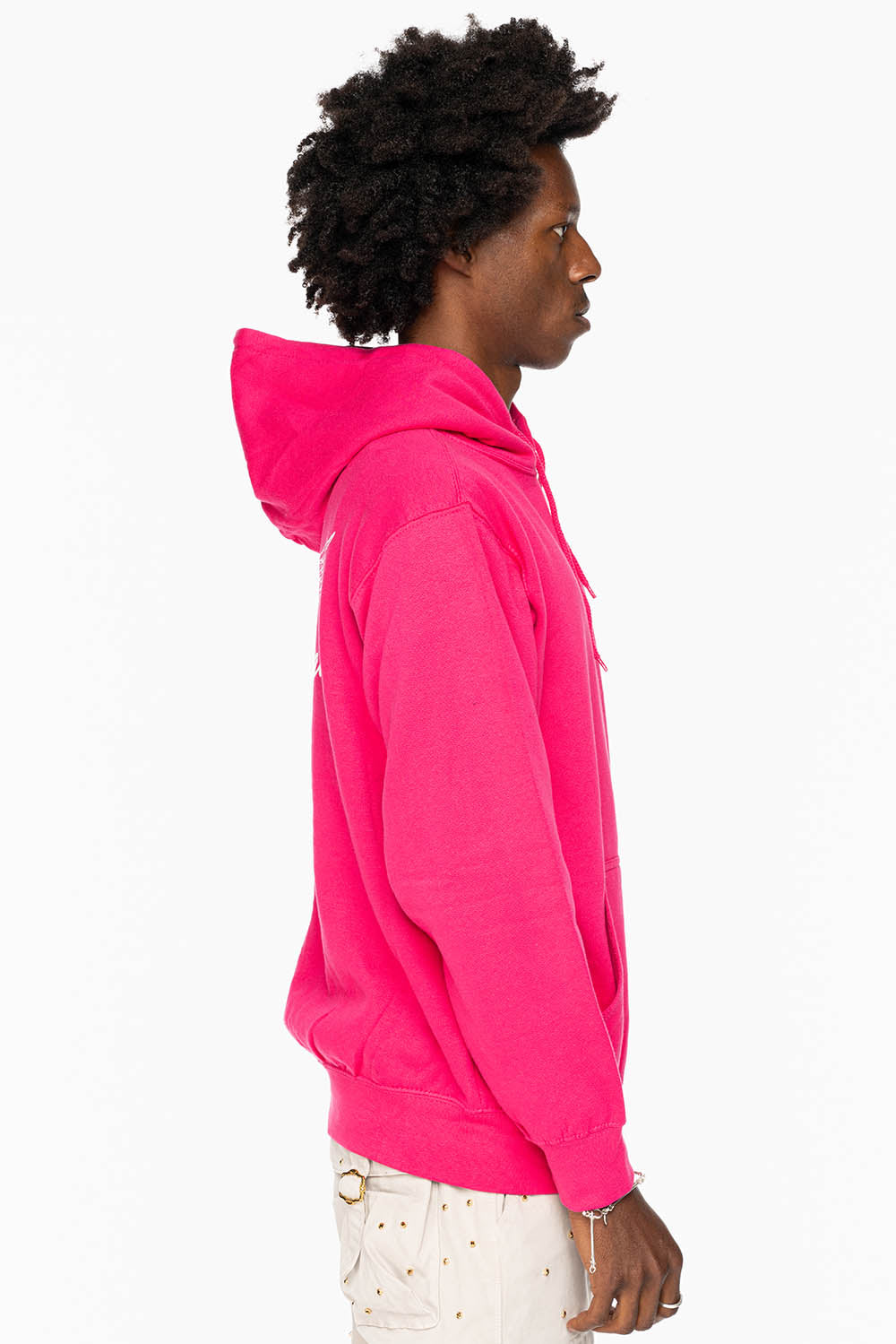 ROBIN’S JEAN PULLOVER HOODIE IN FUCHsIA WITH  WHITE WING PRINT