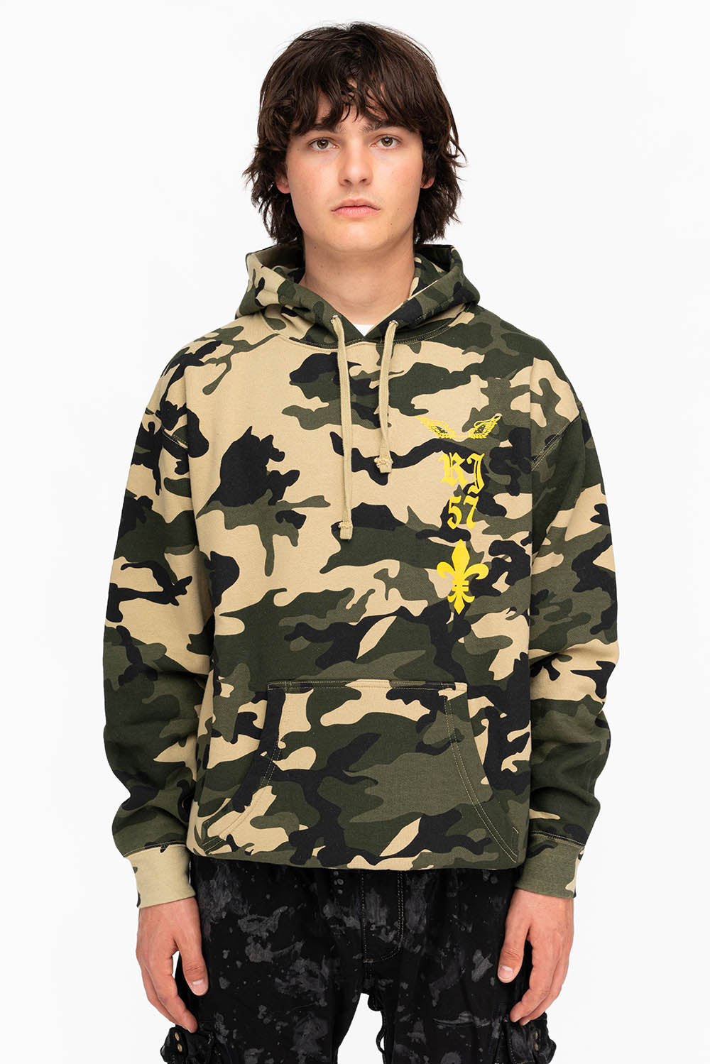 FLEUR-DE-LIS HOODIE IN CAMO GREEN