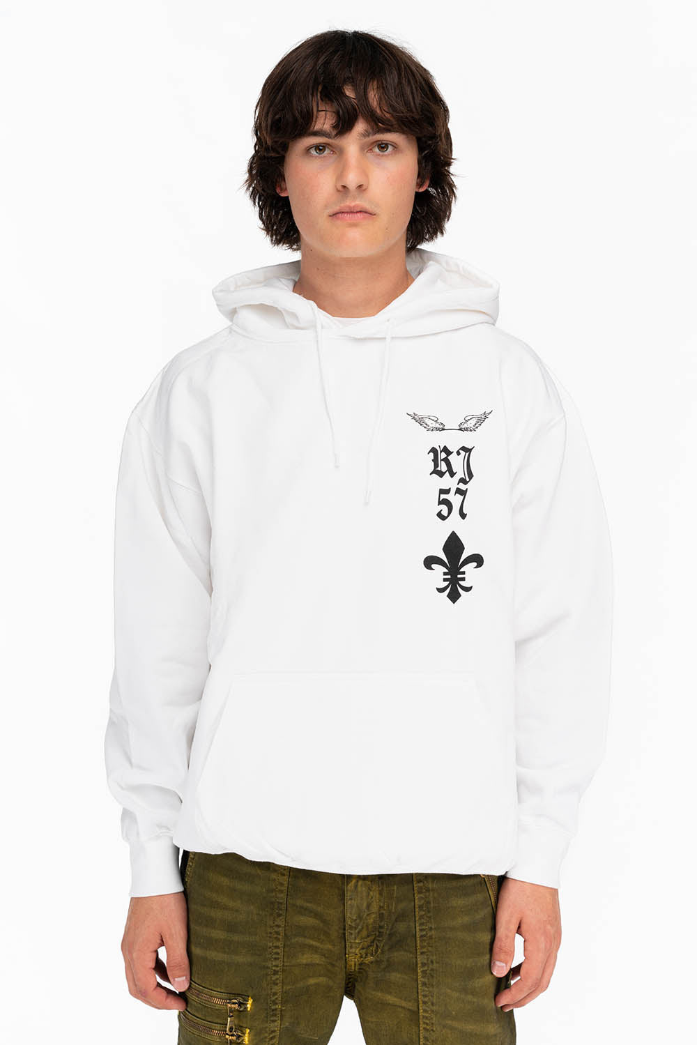 FLEUR-DE-LIS HOODIE IN WHITE