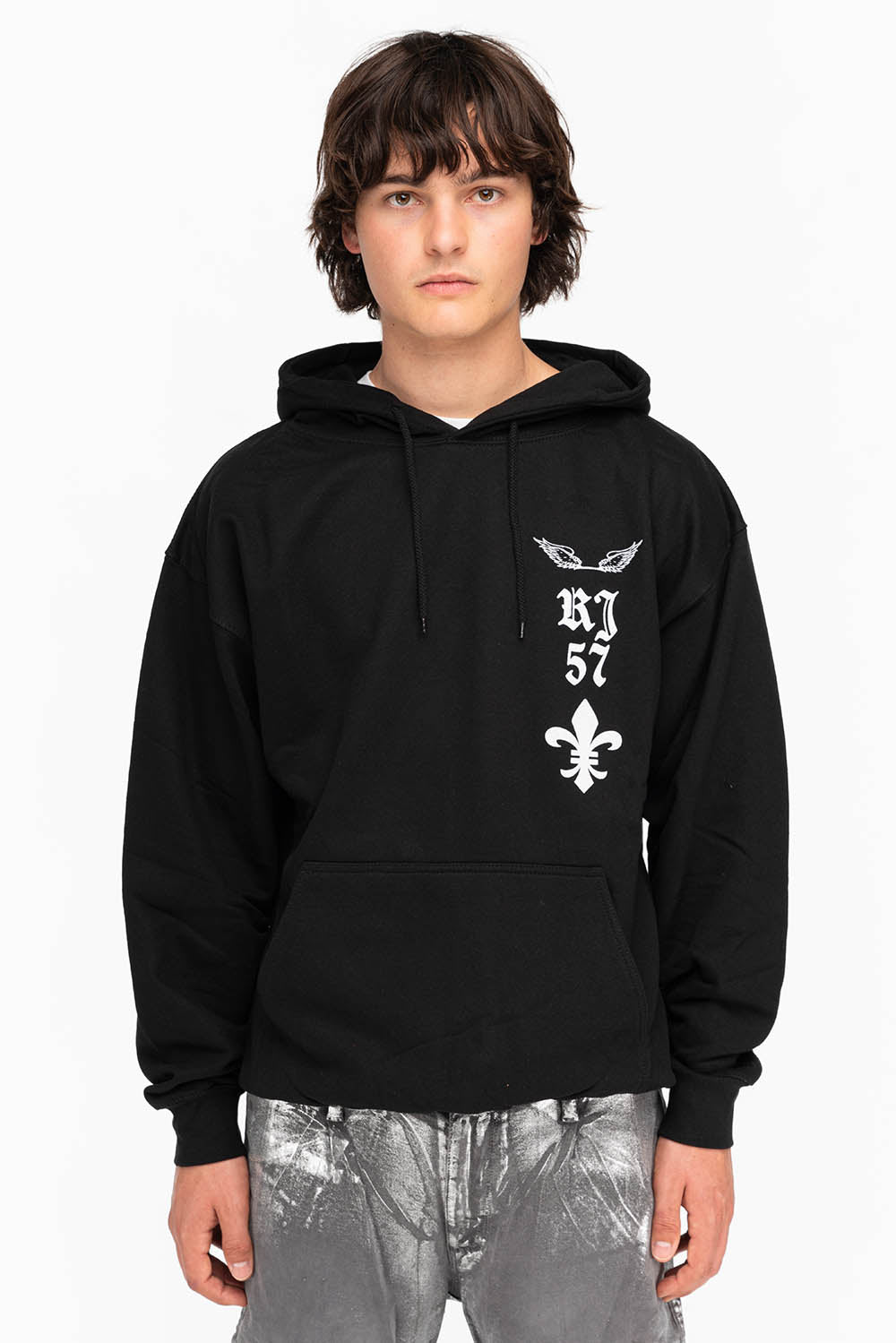 FLEUR-DE-LIS HOODIE IN BLACK