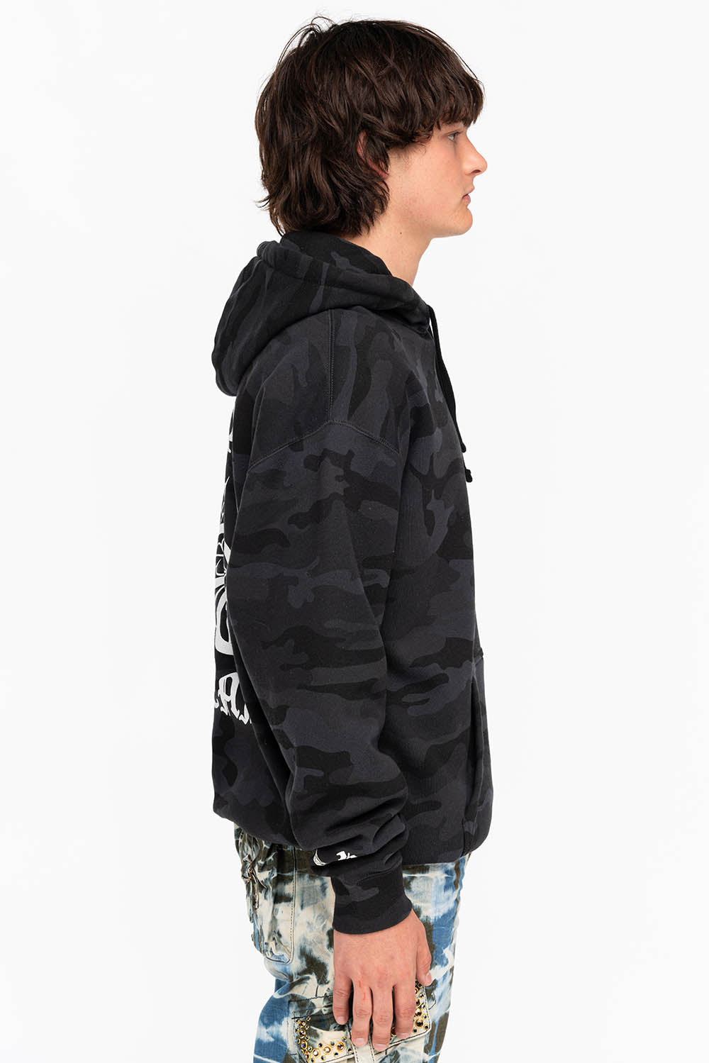 ORNATE HOODIE IN BLACK CAMO