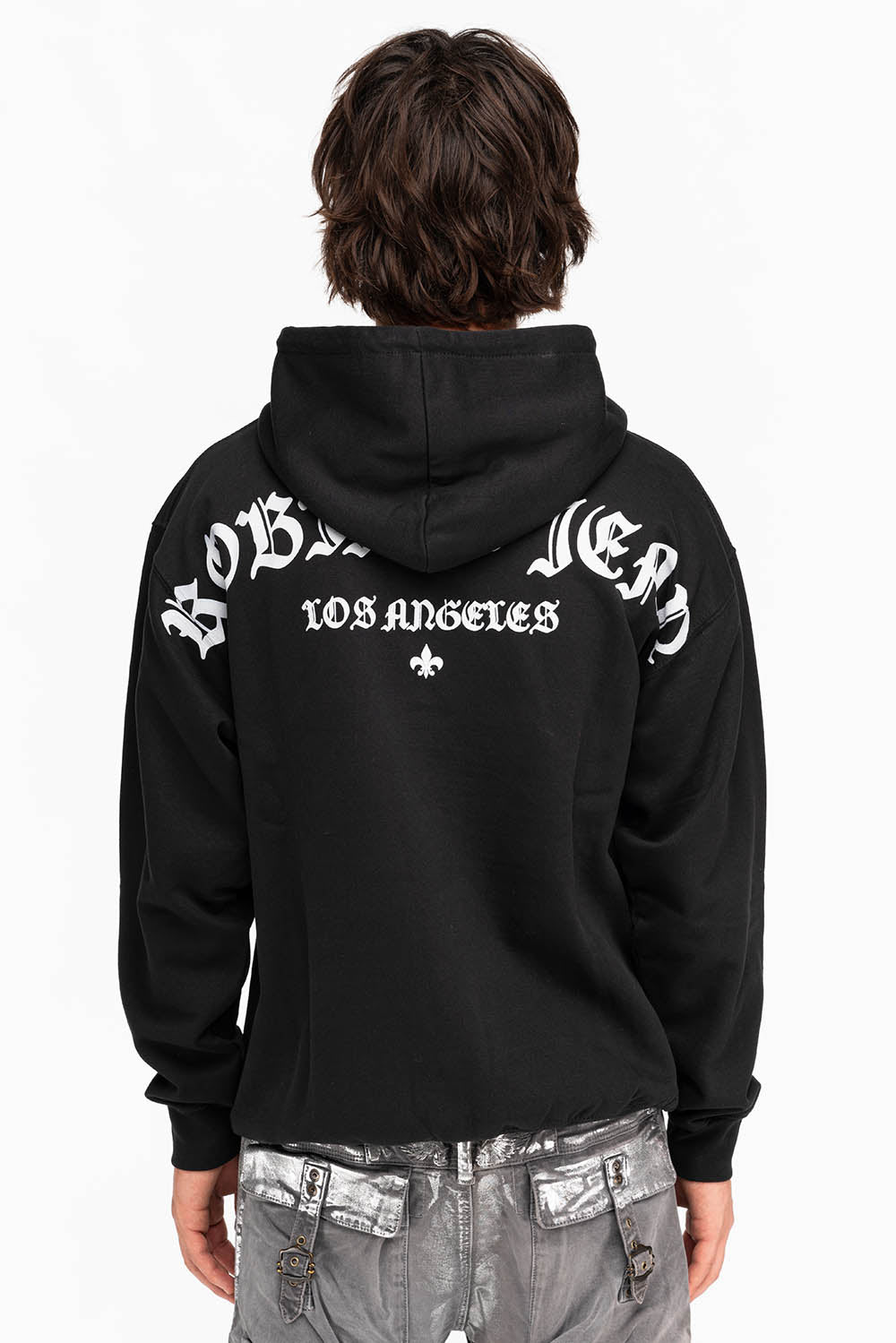 FLEUR-DE-LIS SKULL HOODIE IN BLACK